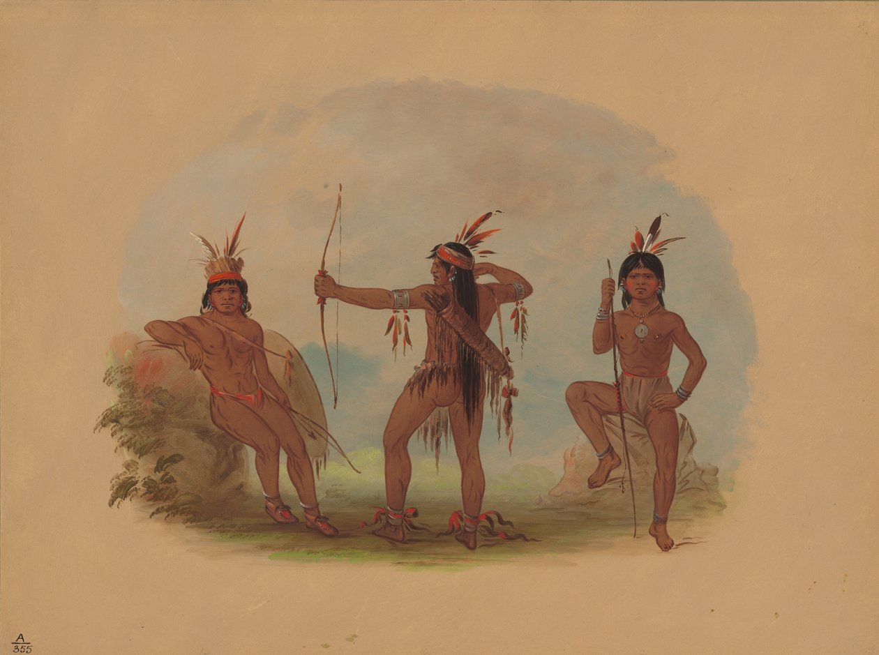Trzech Indian z podróży, 18541869. autorstwa George Catlin