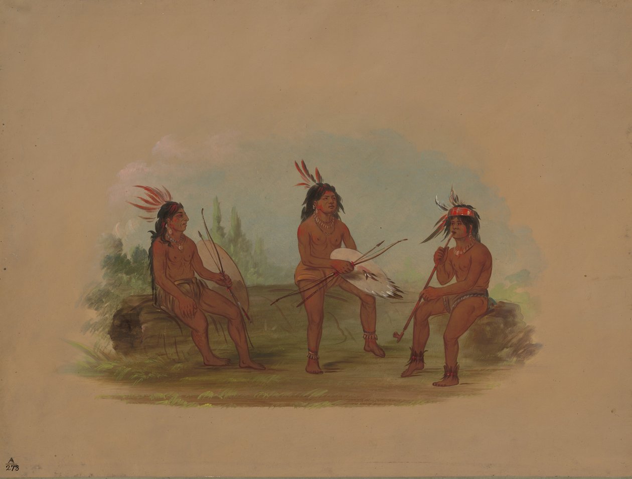 Trzech młodych mężczyzn Chinook, 18551869. autorstwa George Catlin