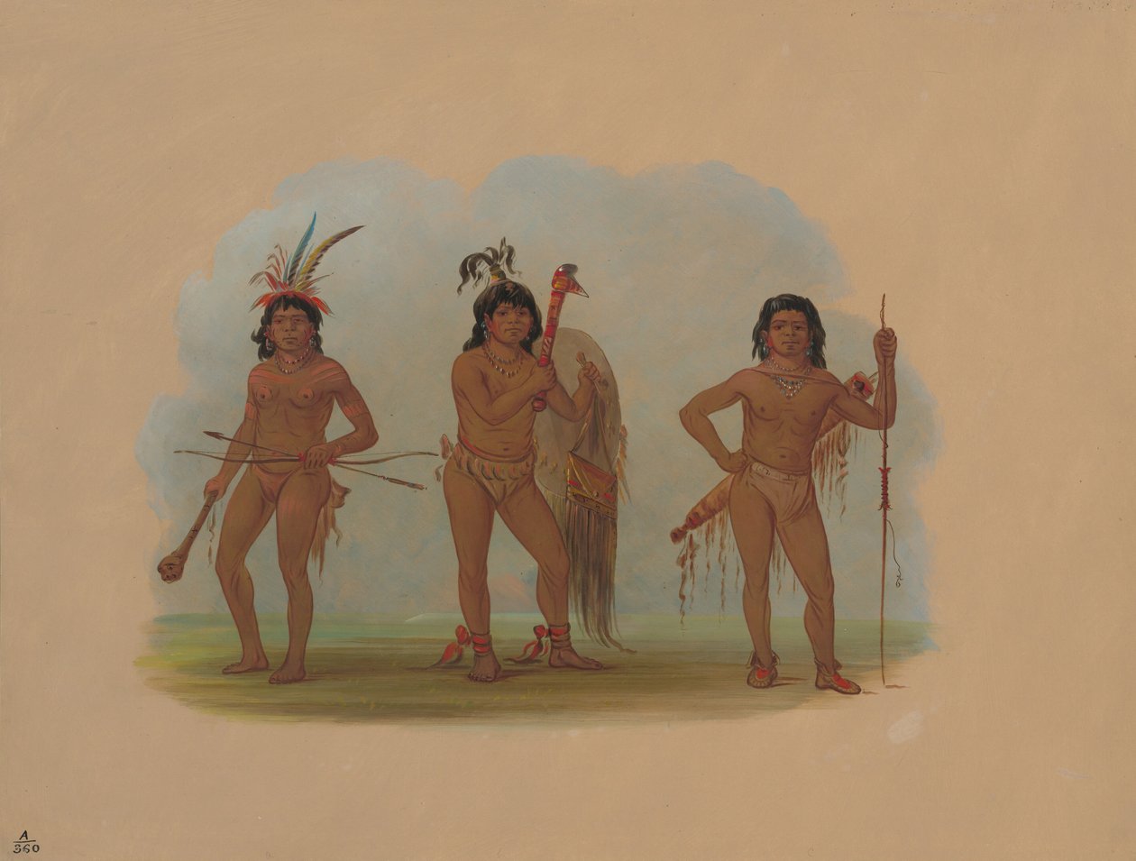 Trzej Indianie Zurumati, 18541869. autorstwa George Catlin