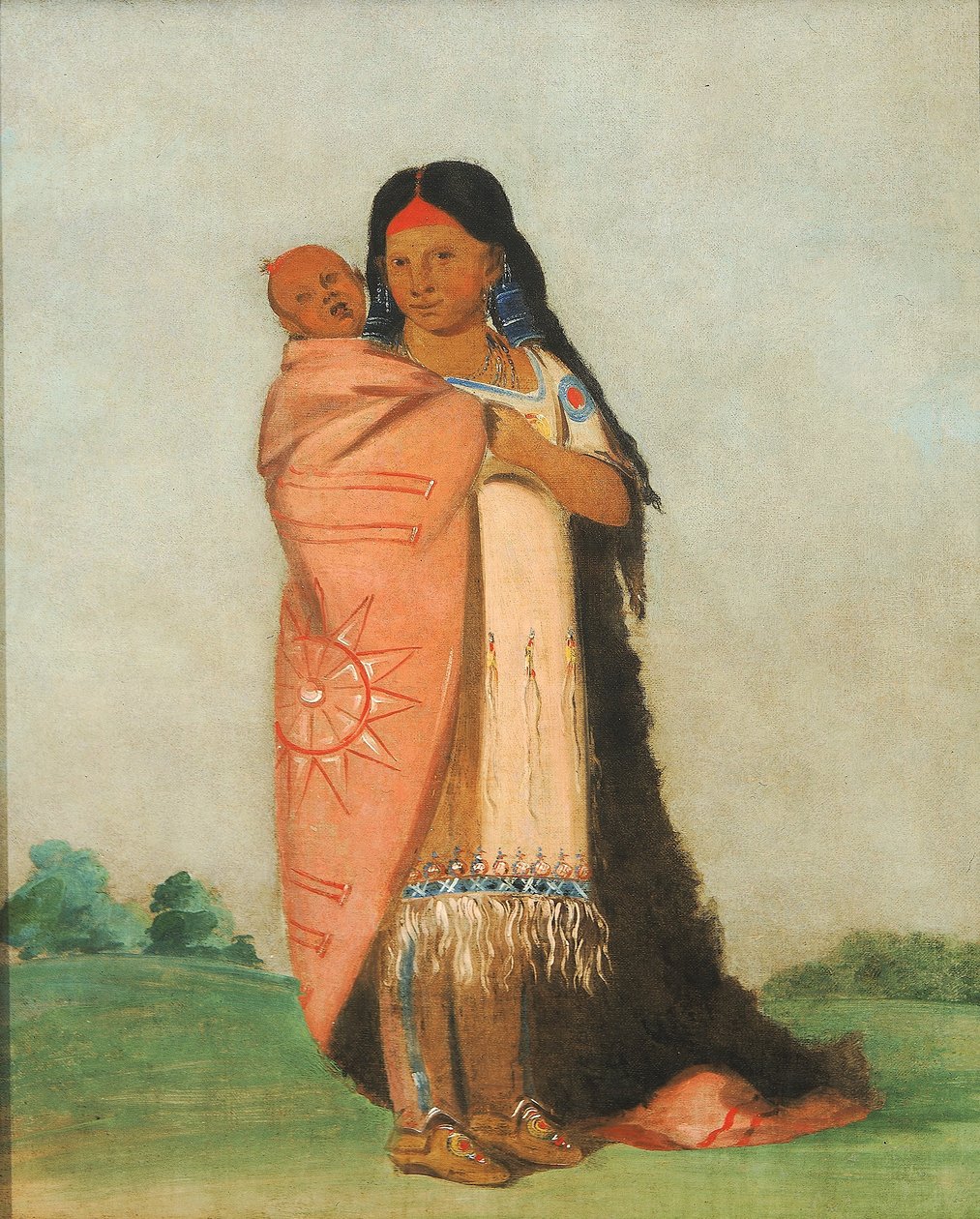 Tsee-moúnt, Wielki Cud, niosąca dziecko w szacie autorstwa George Catlin