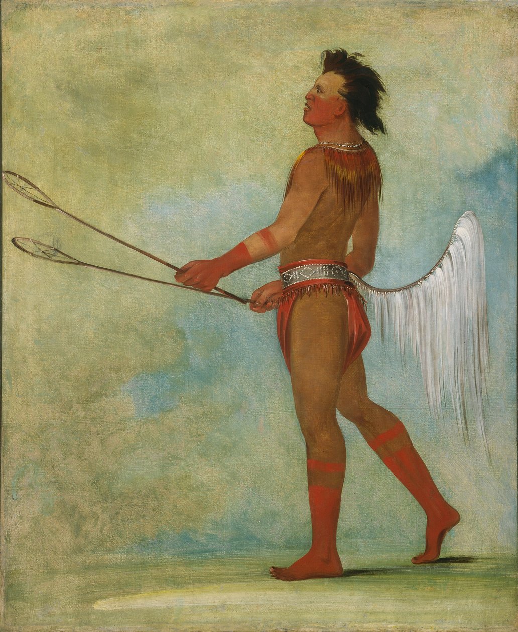 Tul-lock-chísh-ko, pije sok z kamienia, w stroju piłkarza autorstwa George Catlin
