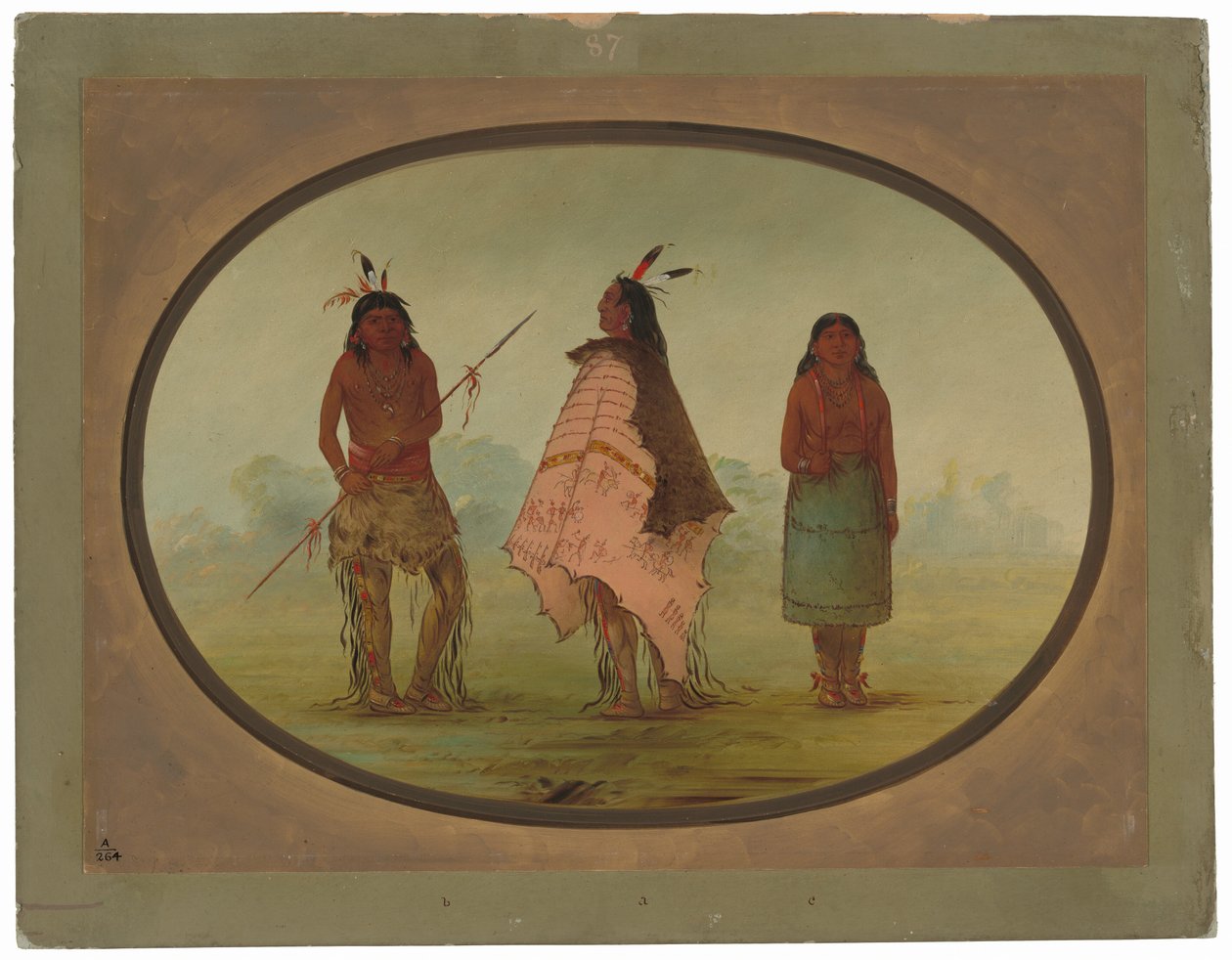Dwóch wojowników Apaczów i kobieta autorstwa George Catlin