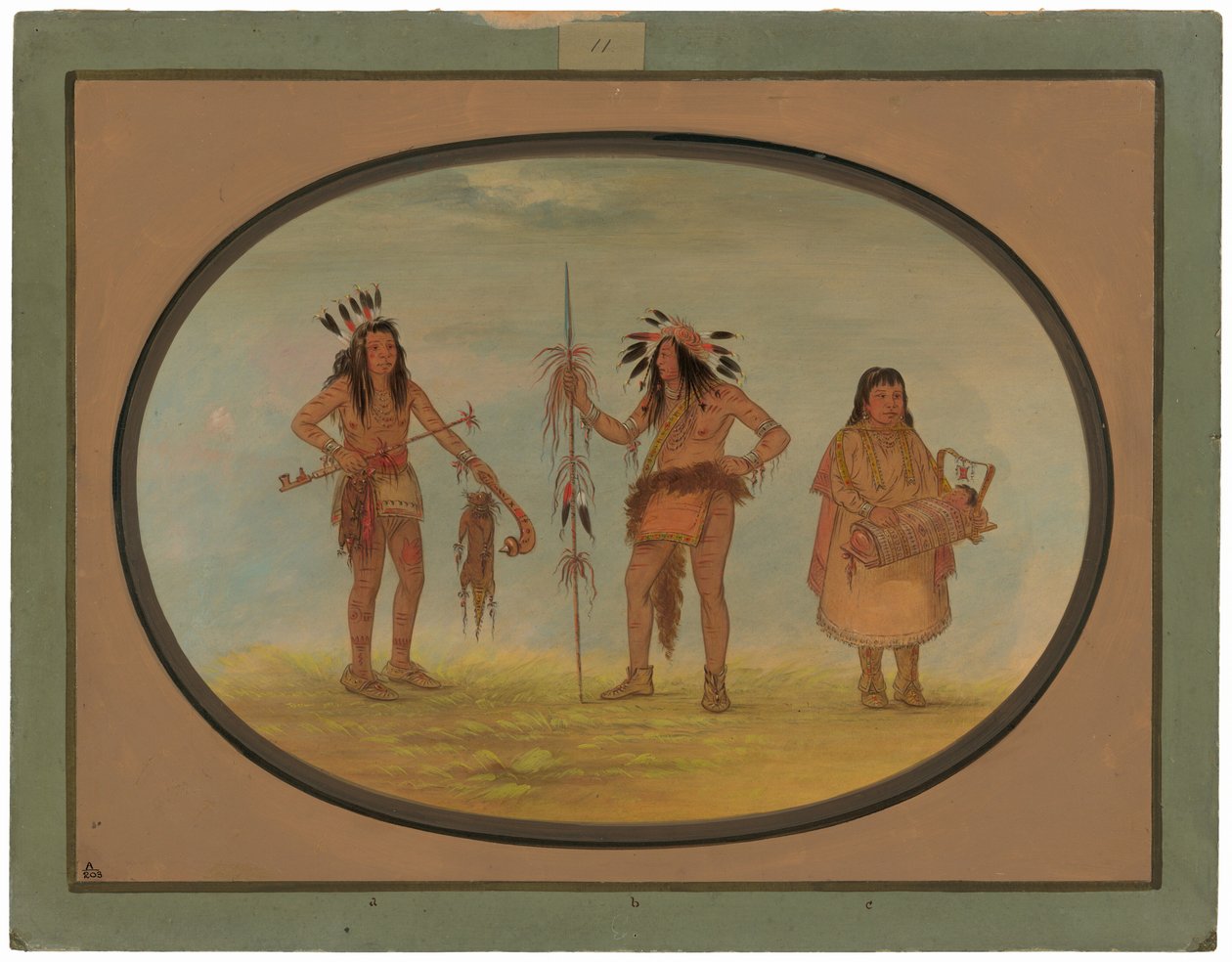Dwóch wojowników Ojibbeway i kobieta autorstwa George Catlin