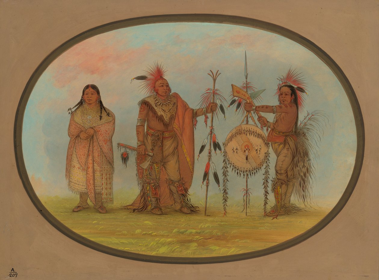 Dwaj wodzowie Saukie i kobieta, 18611869. autorstwa George Catlin