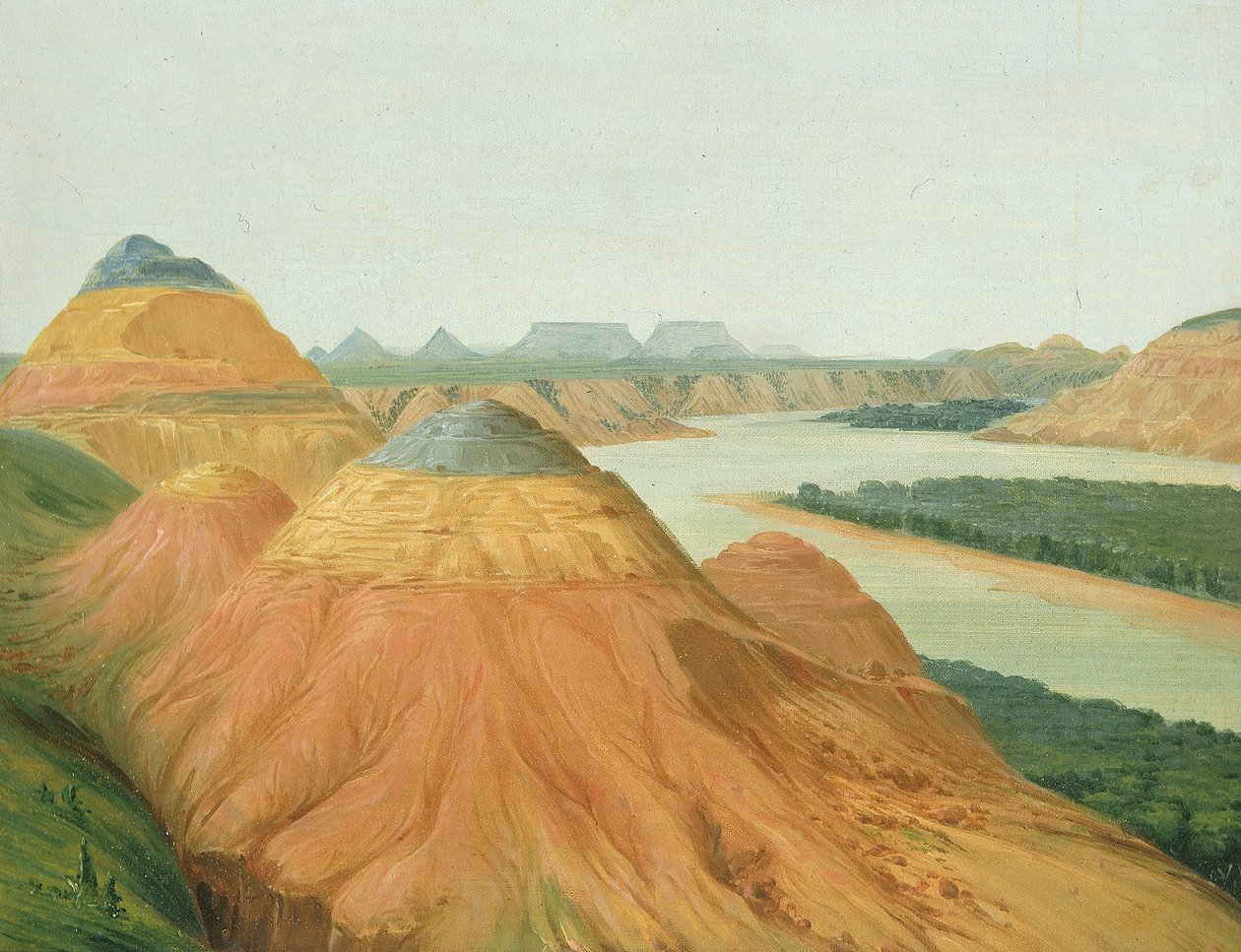 Widok na Big Bend w Upper Missouri autorstwa George Catlin