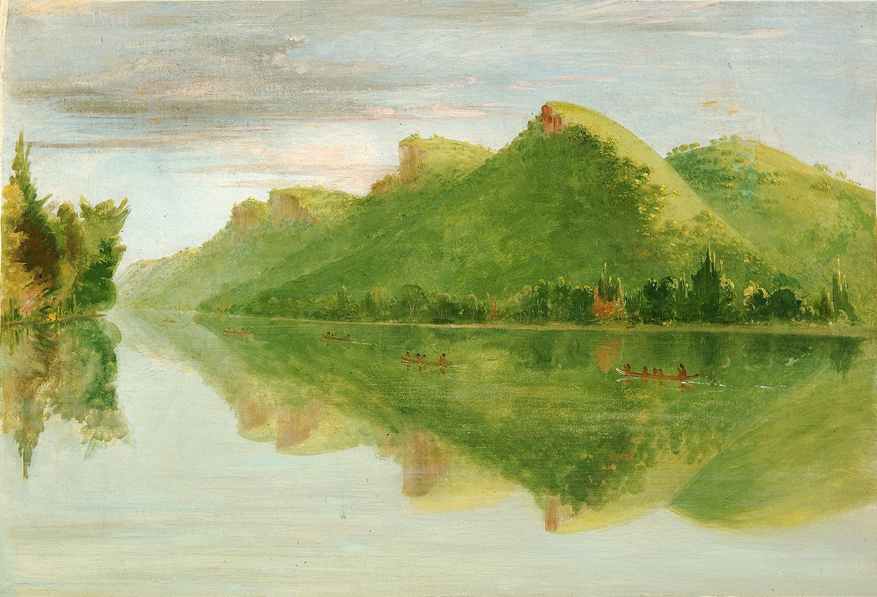 Widok na Upper Mississippi, Beautiful Prairie Bluffs, 1835-1836. autorstwa George Catlin