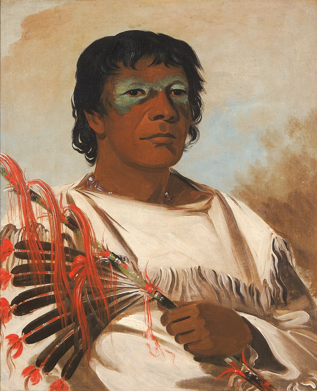 Wah-pe-kée-suck, Biała Chmura (zwany Prorokiem), doradca Czarnego Jastrzębia. autorstwa George Catlin