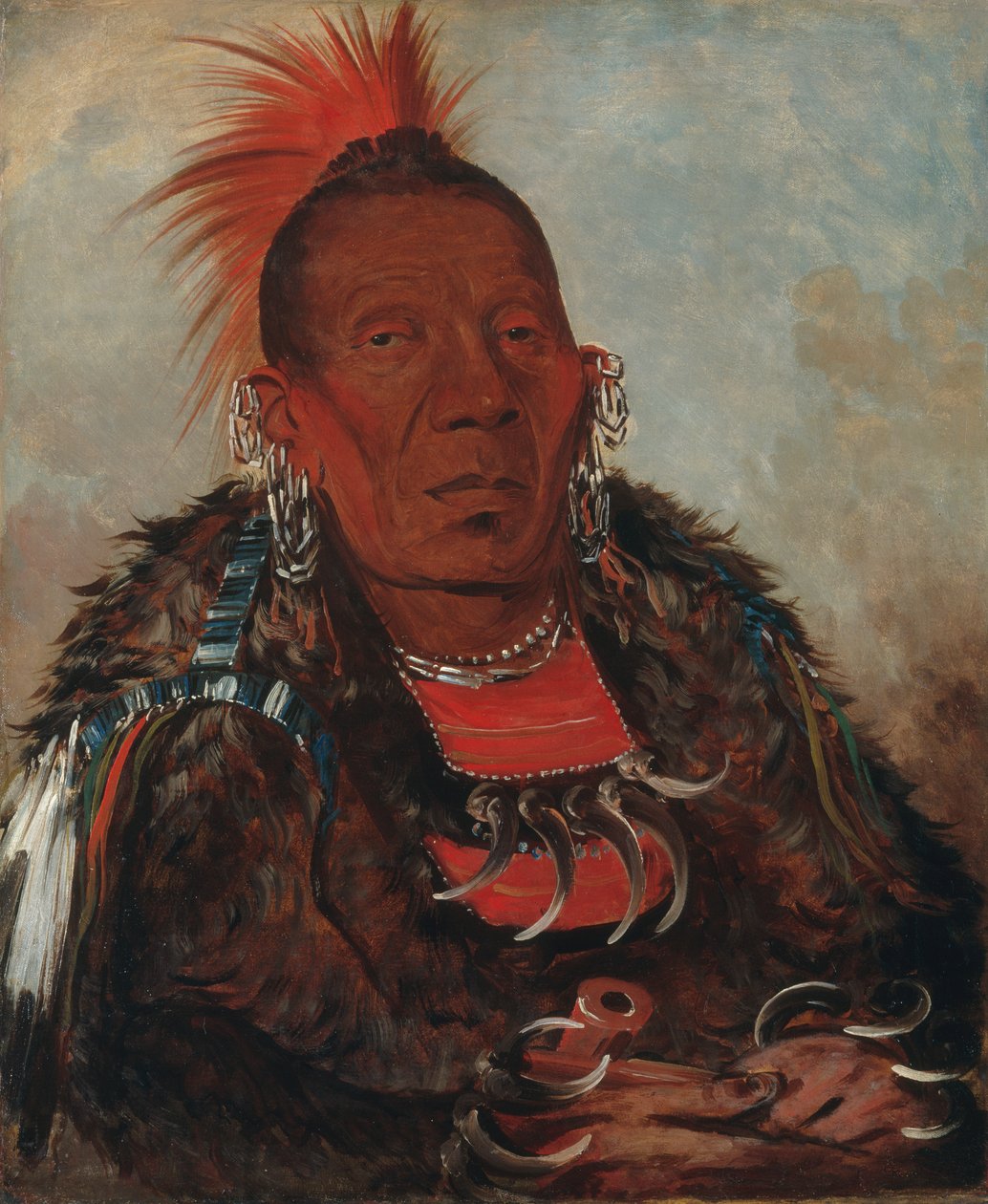 Wah-ro-née-sah, The Surrounder, wódz plemienia, 1832. autorstwa George Catlin
