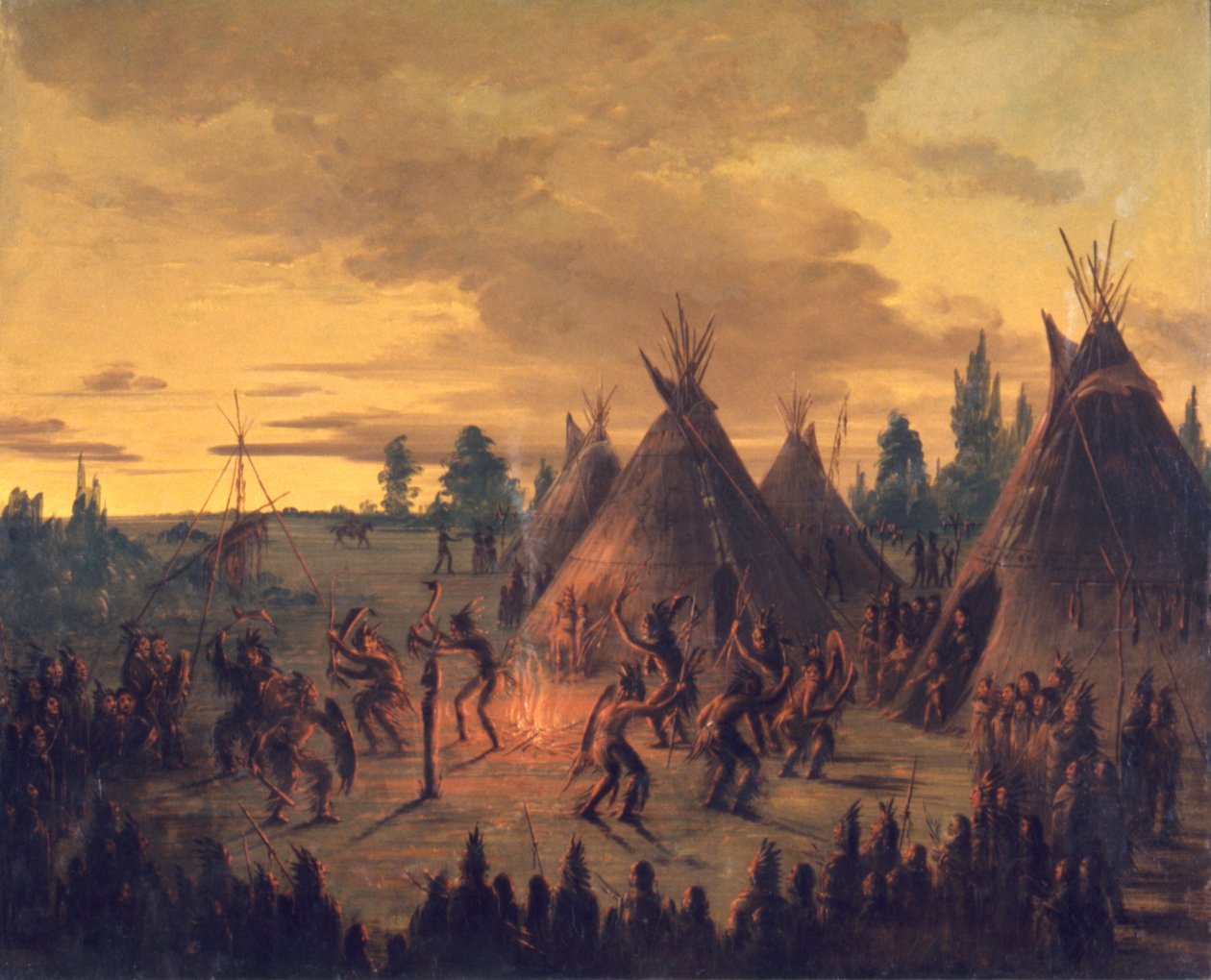 Taniec wojenny, Siuksowie autorstwa George Catlin