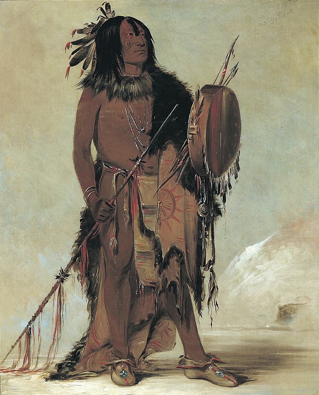 Wún-nes-tou, Biały Bawół, starzejący się medyk autorstwa George Catlin