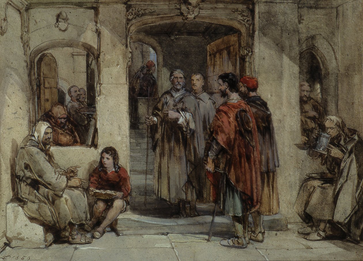 Scena z życia zakonnego, 1850 (wc na papierze) autorstwa George Cattermole