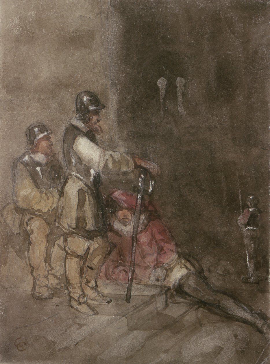 Niezidentyfikowany temat historyczny, z żołnierzami autorstwa George Cattermole