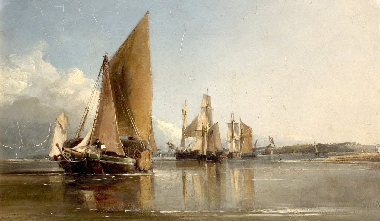 Łodzie wpływające do Medway autorstwa George Chambers