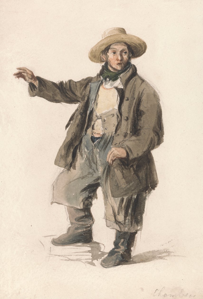 Portier rybny w słomkowym kapeluszu autorstwa George Chambers