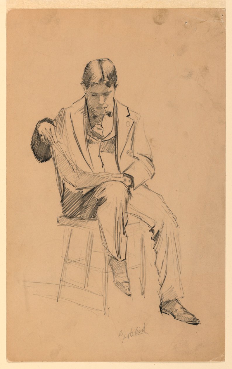 Siedzący mężczyzna autorstwa George Charles Aid