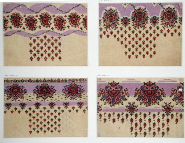 Wzory tkanin na szale Paisley, ok. 1871 (gwasz na papierze) autorstwa George Charles Haite