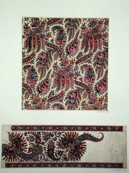 Wzory tkanin na szale Paisley, ok. 1871 (gwasz na papierze) autorstwa George Charles Haite