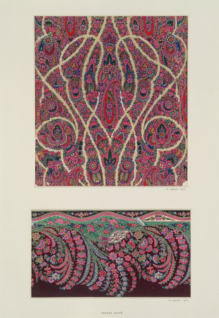 Wzory tkanin na szale Paisley, ok. 1871 r. autorstwa George Charles Haite
