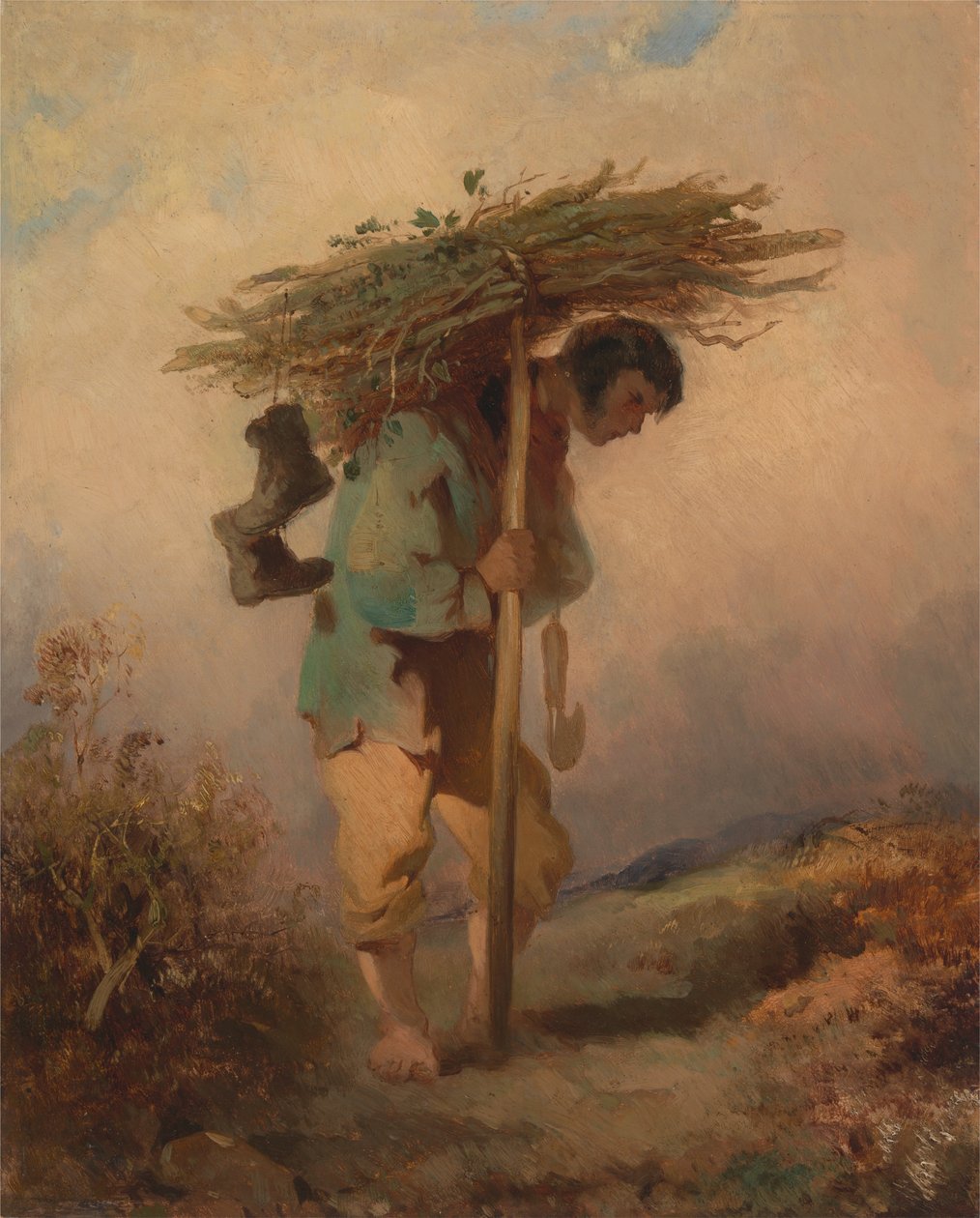 Mężczyzna niosący gałązki autorstwa George Chinnery