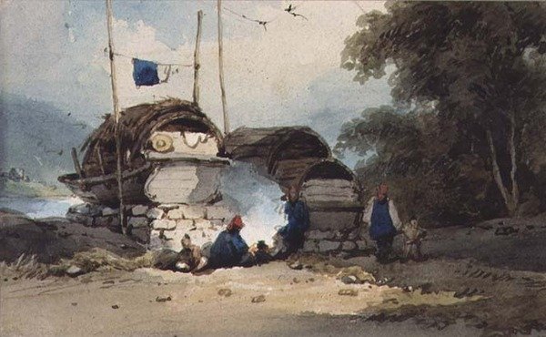 Obóz nad rzeką, Chiny autorstwa George Chinnery