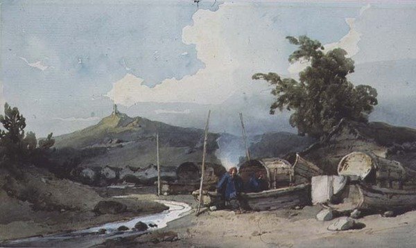 Mieszkania na łodzi, Makao, Chiny autorstwa George Chinnery