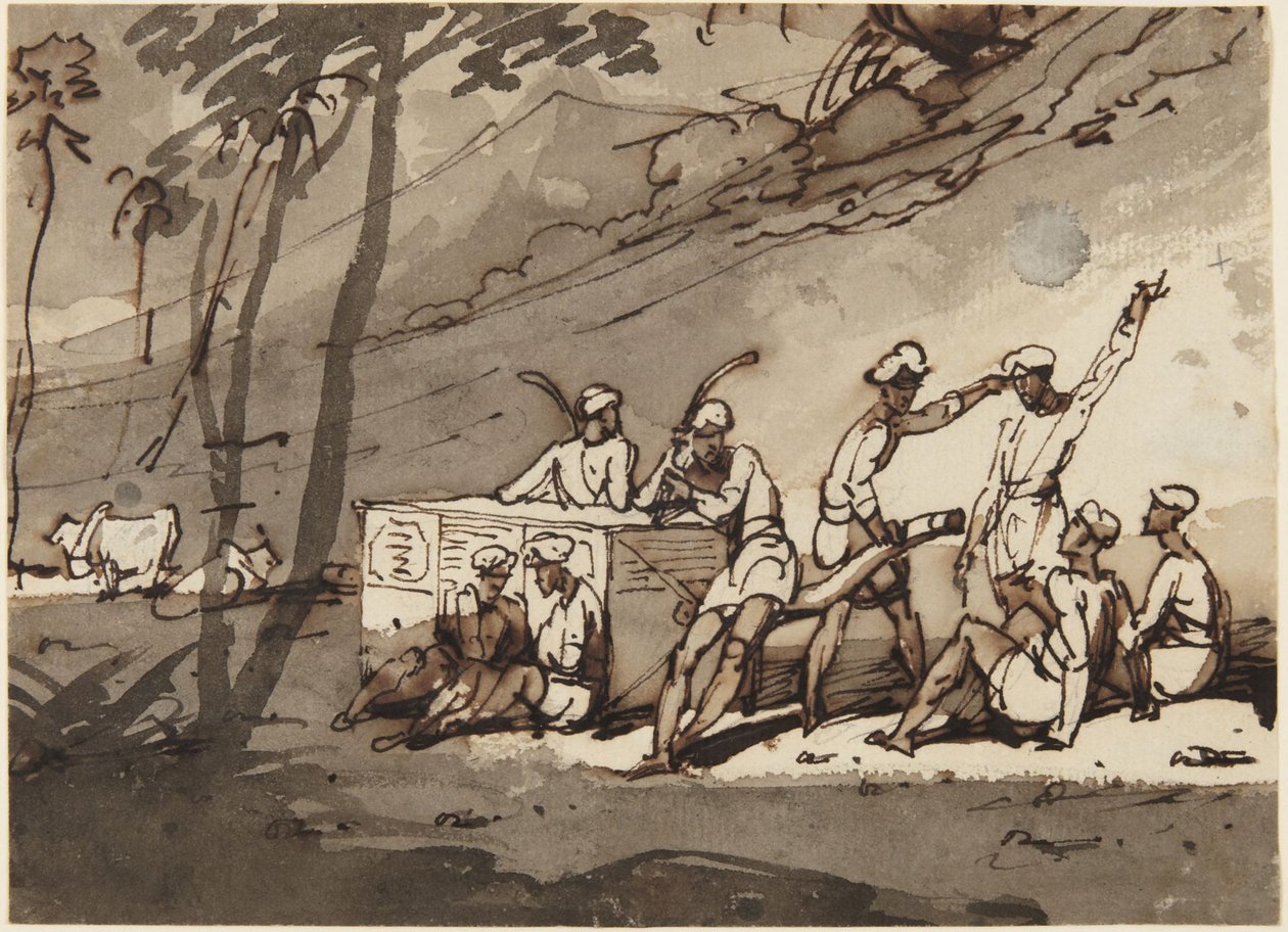 Piec polowy i postacie autorstwa George Chinnery