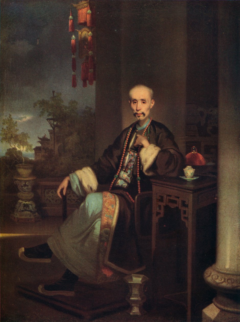 Jak Qua, szef kupców z Hongkongu w kantonie, ok. 1830 r. autorstwa George Chinnery