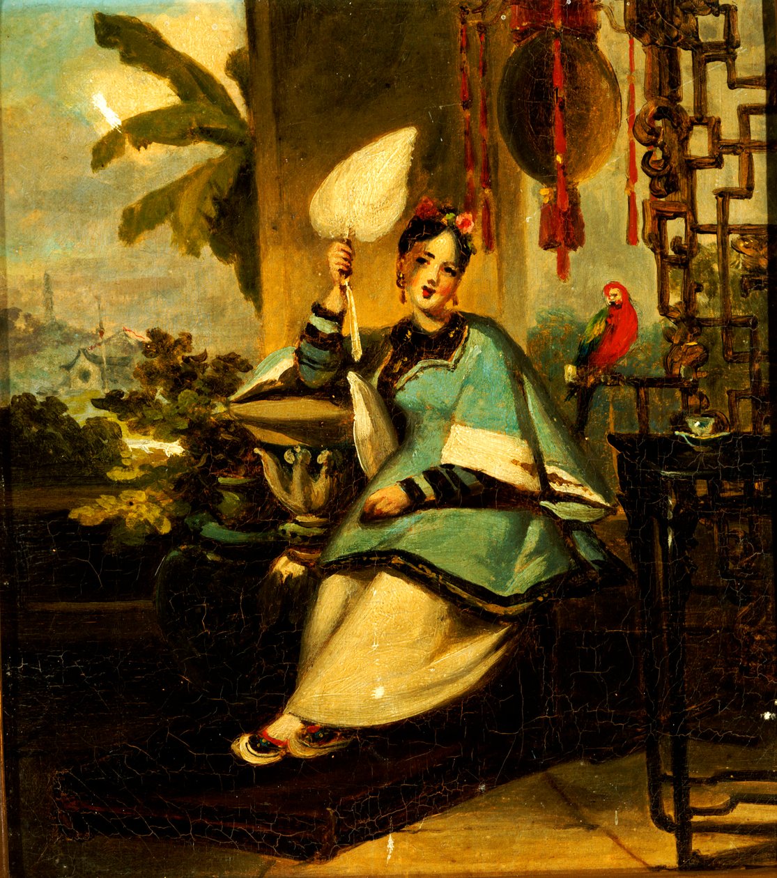 Portret dziewczyny z papugą autorstwa George Chinnery