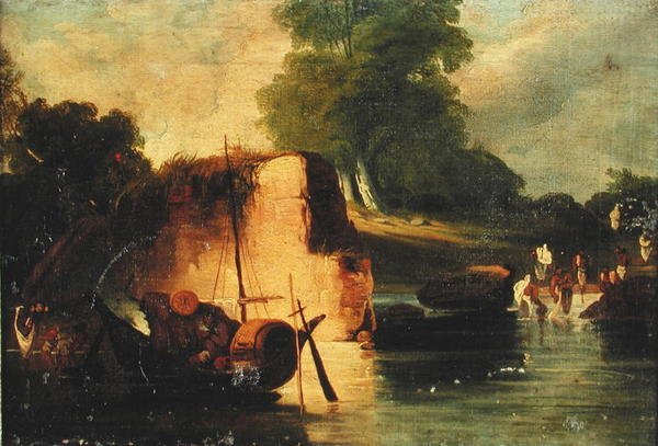 Basen (olej na płótnie) autorstwa George Chinnery