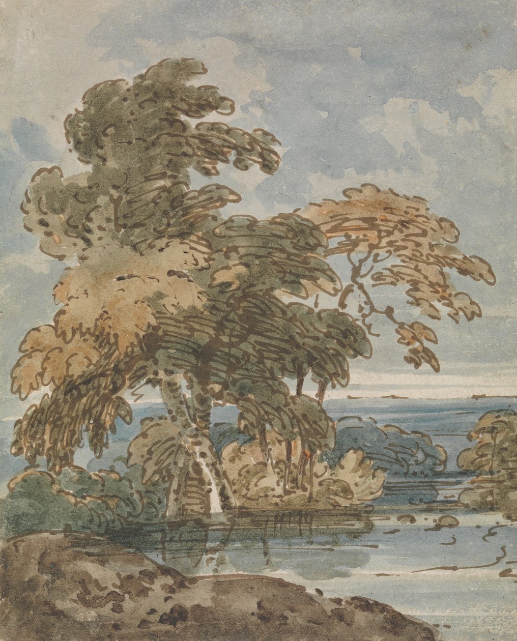 Drzewa nad rzeką autorstwa George Chinnery