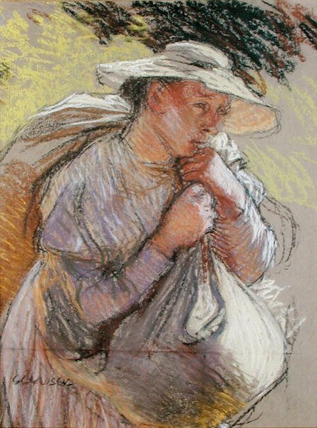 Chłopka (pastel na papierze) autorstwa George Clausen