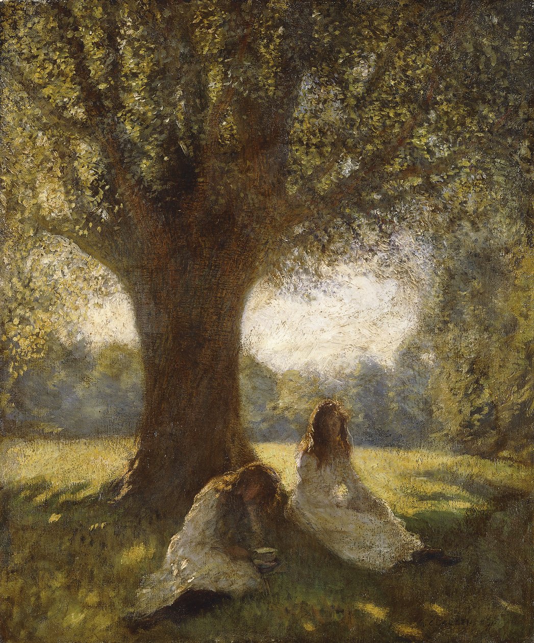 Zacieniona plama, ok.1920 (olej na płótnie) autorstwa George Clausen