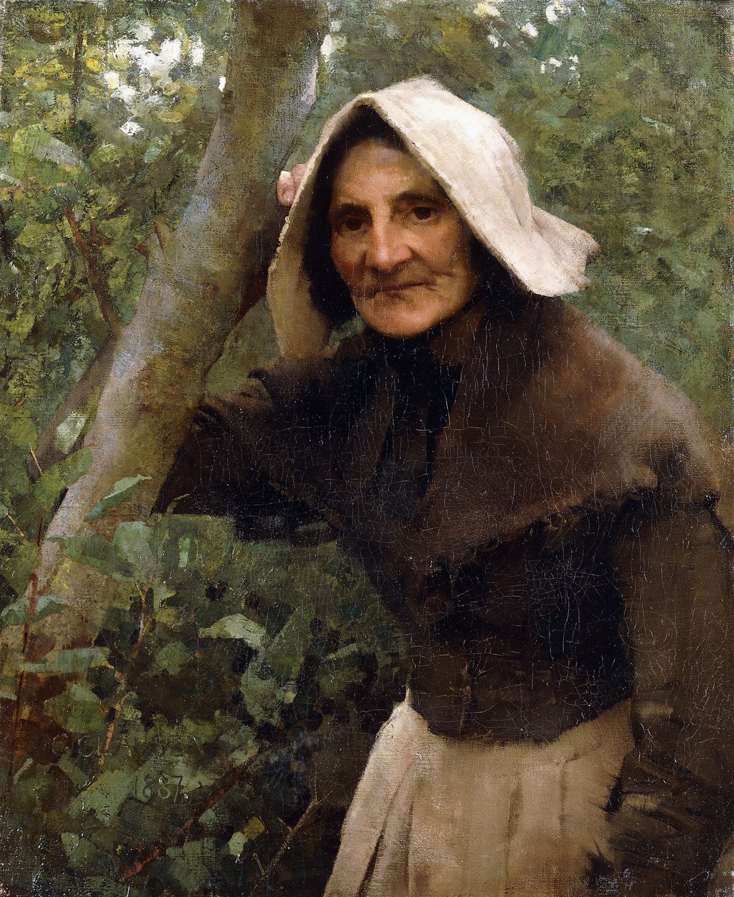 Wciąż robotnik; Stara kobieta, Północne Lincolnshire autorstwa George Clausen