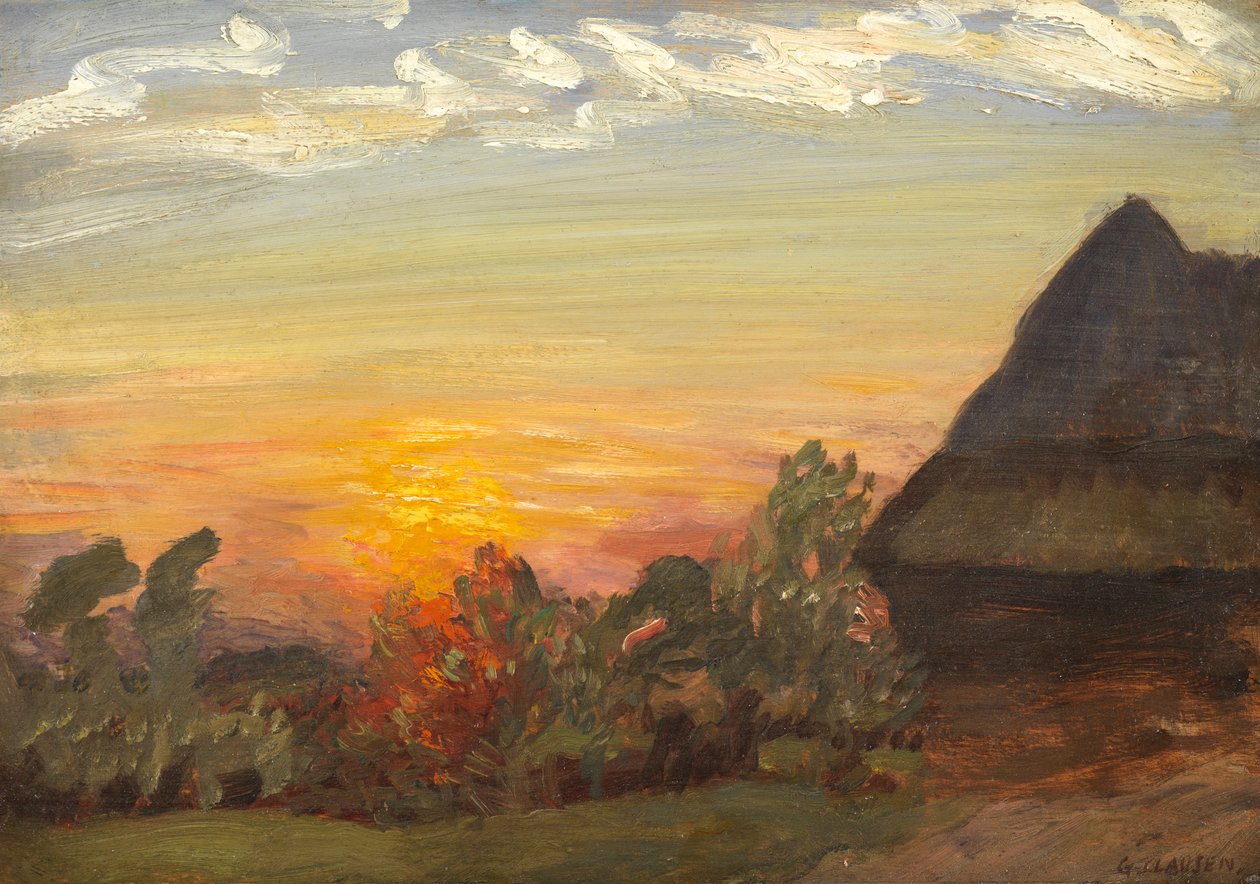 Zachód słońca na wzgórzu Duton, 1938 autorstwa George Clausen
