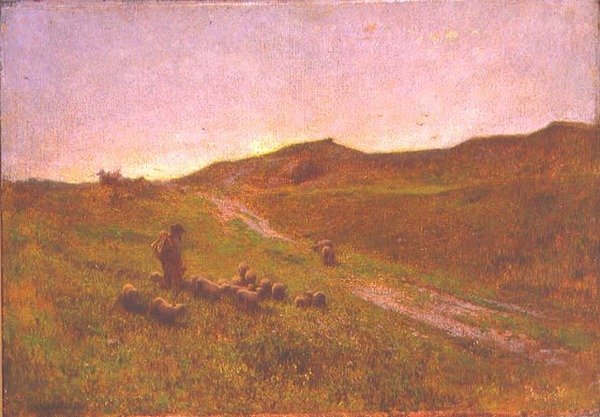Wieczór na wrzosowisku (olej na płótnie) autorstwa George Clausen
