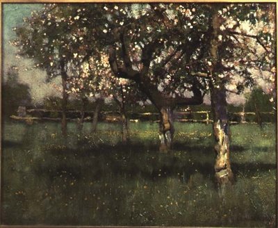 Scena sadowa, połowa lat 80. XIX wieku autorstwa George Clausen