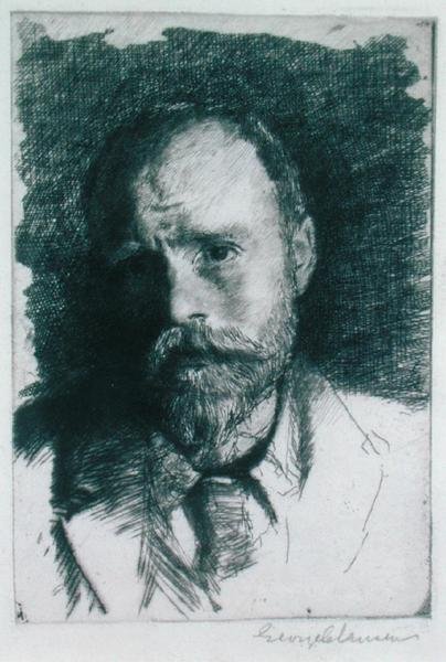 Autoportret, ok.1895 (akwaforta) autorstwa George Clausen