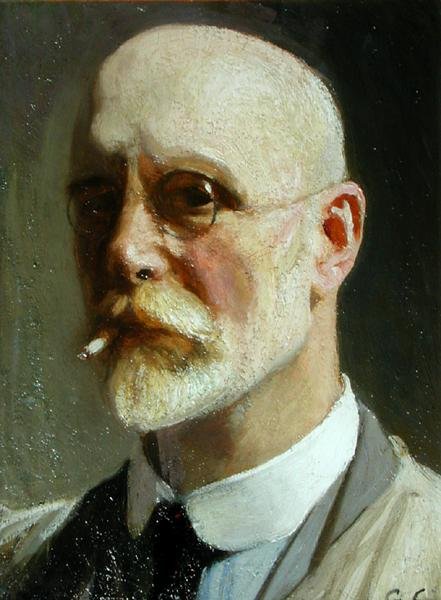 Autoportret z papierosem autorstwa George Clausen
