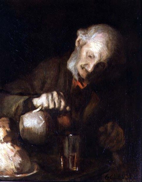 Mały brązowy dzbanek autorstwa George Clausen
