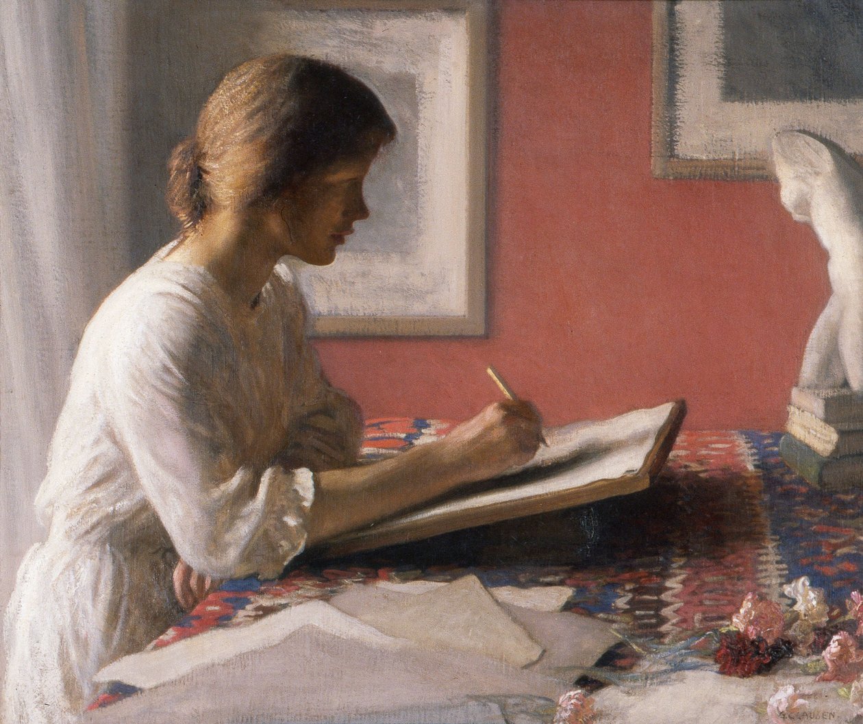 Student, ok. 1908 (olej na płótnie) autorstwa George Clausen