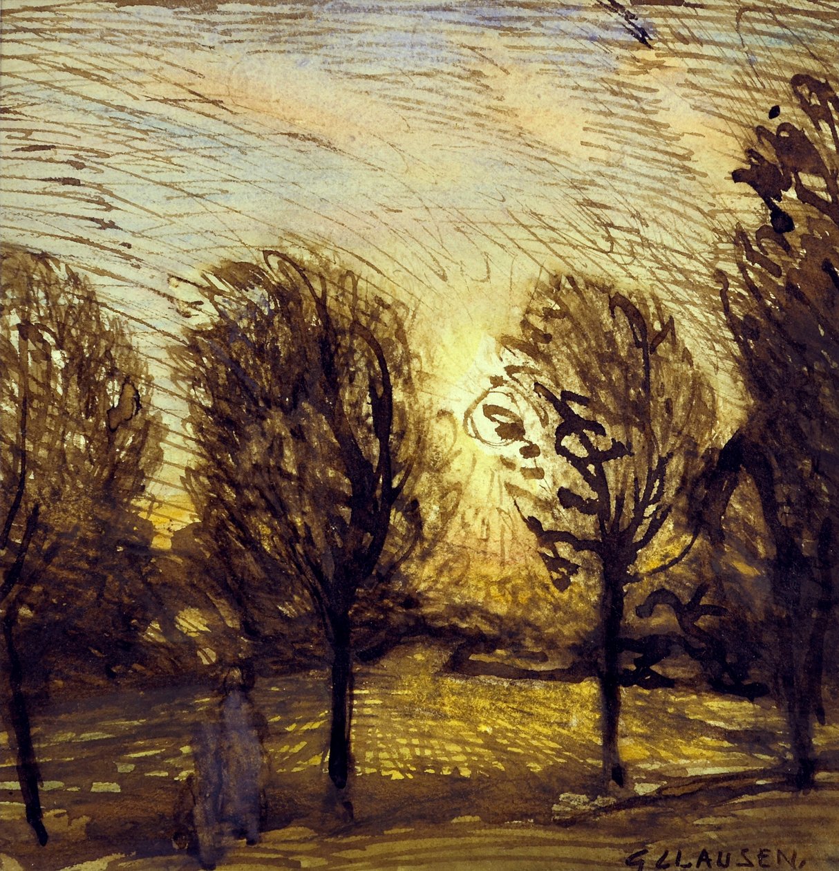 Bez tytułu [Badanie drzew] (akwarela) autorstwa George Clausen