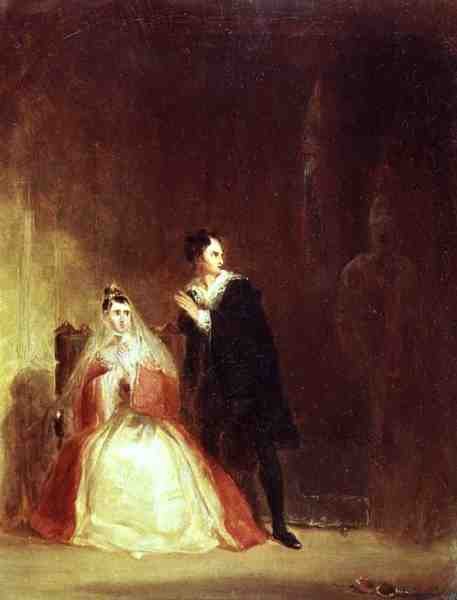 Hamlet i Gertruda z duchem, Akt III, scena 4 z „Hamleta” (olej na płótnie) autorstwa George Clint