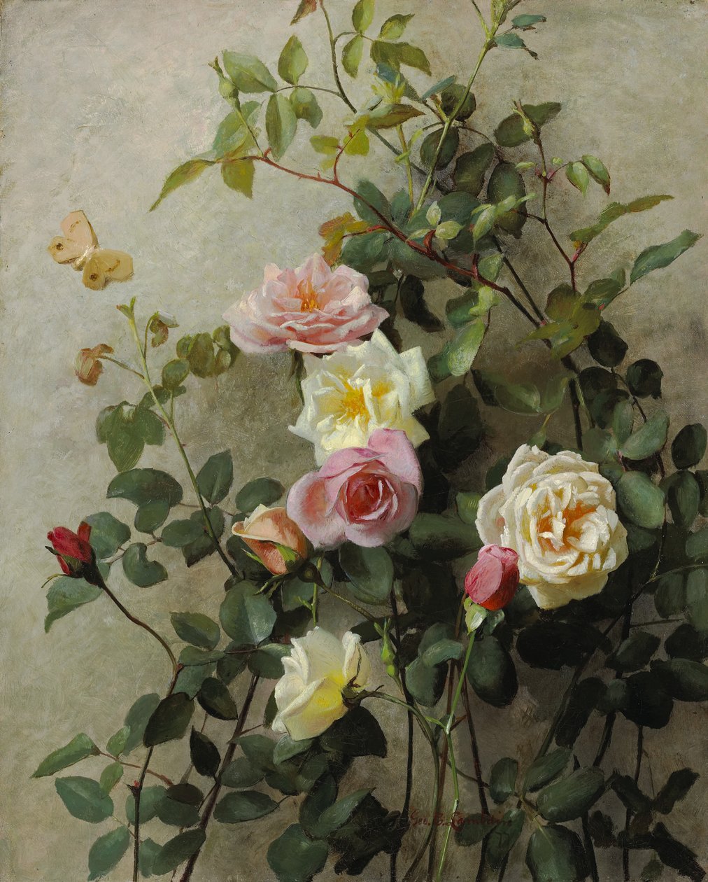 Róże na ścianie, 1877 autorstwa George Cochran Lambdin