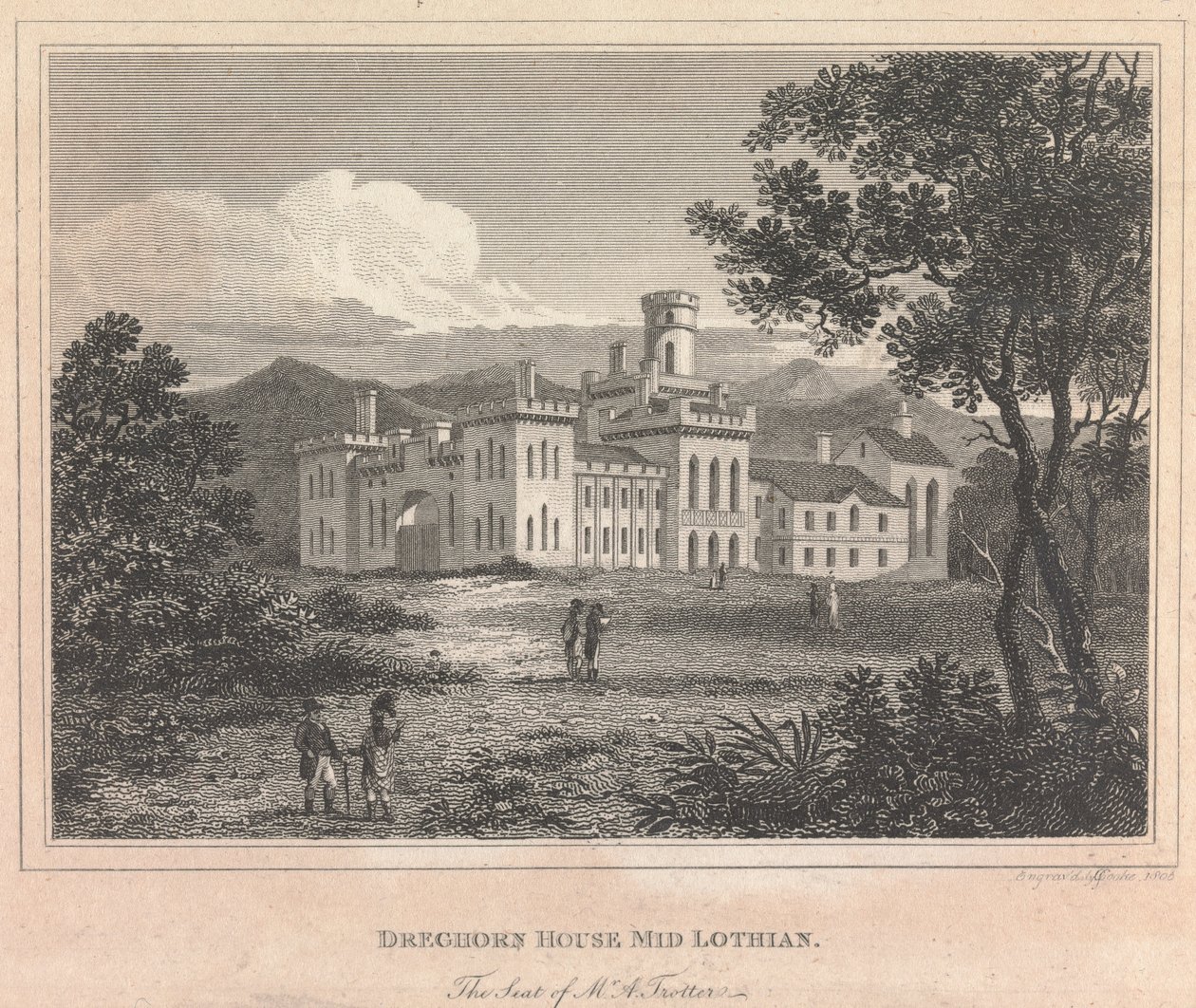 Drechorn House Mid Lothian; strona 90 (tom pierwszy) autorstwa George Cooke
