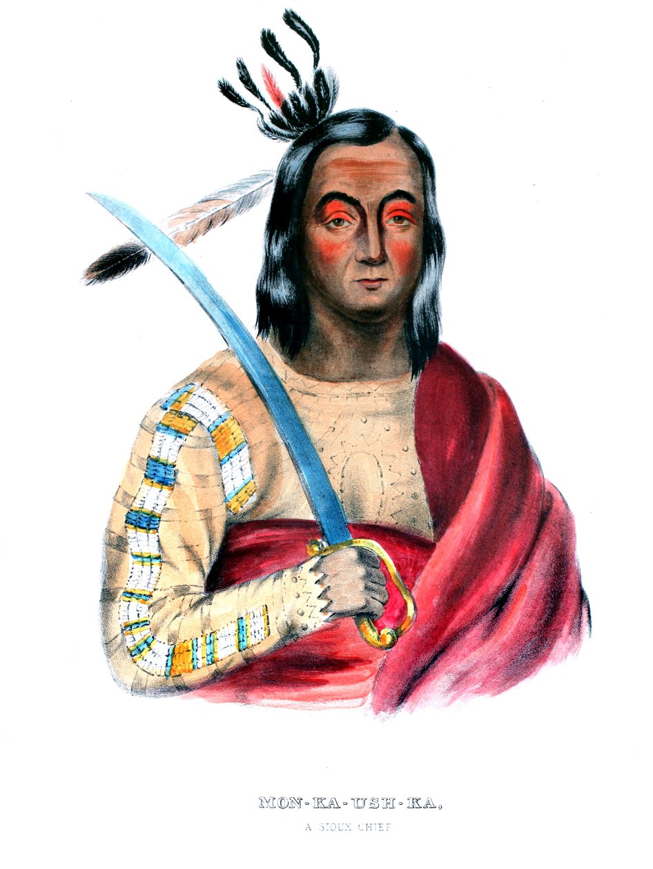 Moukaushka („Drżąca ziemia”), wódz Yankton Sioux autorstwa George Cooke