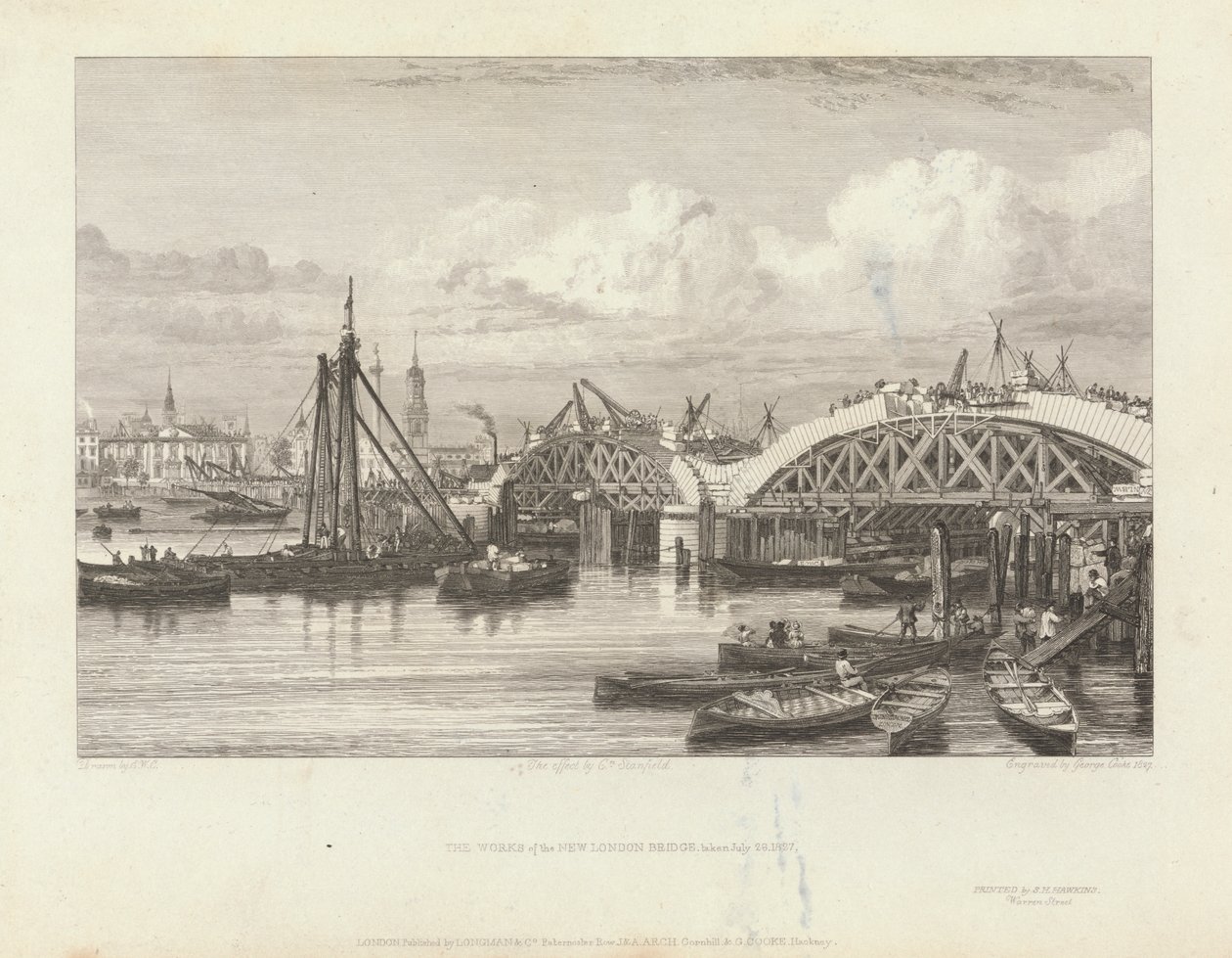 Prace nad New London Bridge autorstwa George Cooke