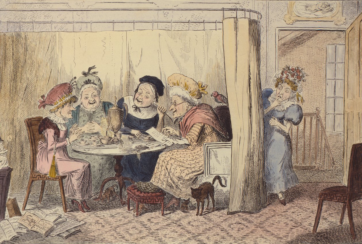 „Ciekawy Junto oczerniających elfów lub słuchaczy rzadko słyszeli o sobie dobro”, 1835 autorstwa George Cruikshank