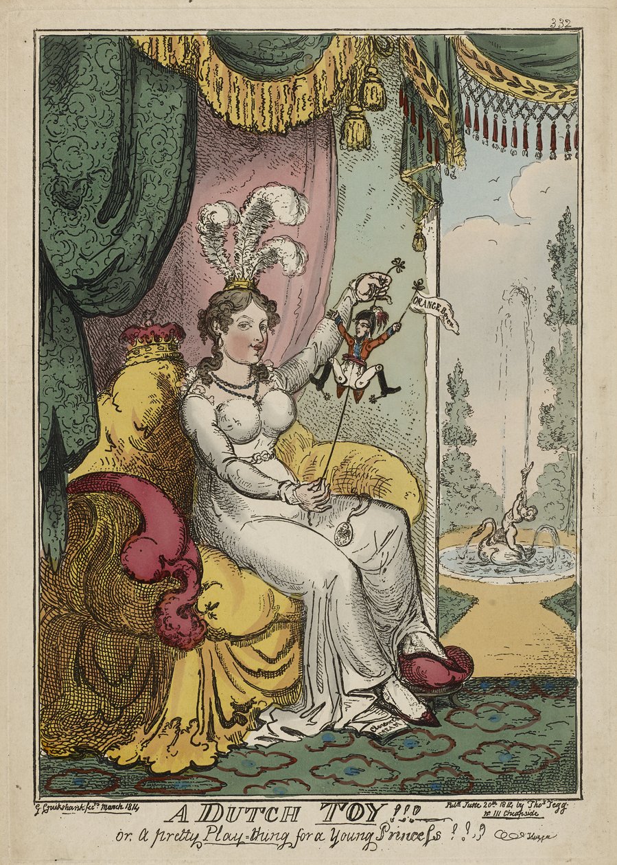 Holenderska zabawka!!! lub Ładna Zabawka dla Młodej Księżniczki!!! Huzza, marzec 1814, opublikowany 20 czerwca autorstwa George Cruikshank