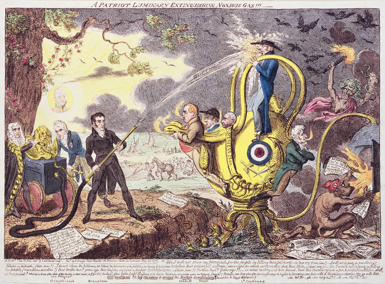 Patriot Luminary Trujący Gaz Gaśniczy!!! 1817 autorstwa George Cruikshank