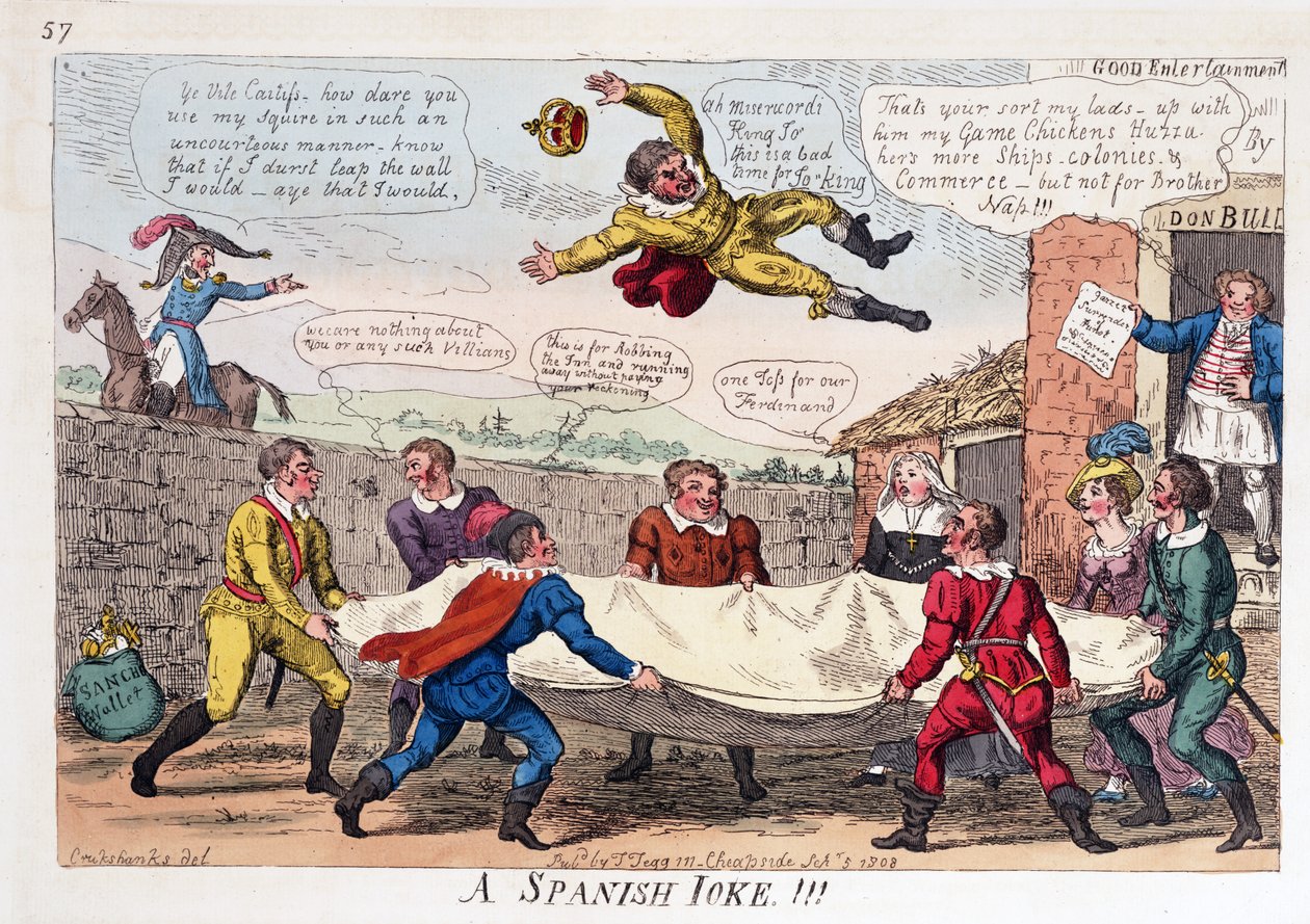 Hiszpański żart, wyd. 1808 (grawerowanie ręcznie kolorowane) autorstwa George Cruikshank